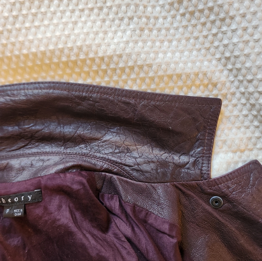Theory Women's Burgandy Leather Jacket Size P (Similar to XS) - Picture 11 of 13